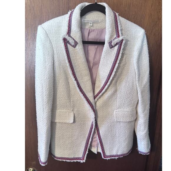 VERONICA BEARD DICKEY JACKET CUTAWAY PINK TRIM; SIZE 12 - Picture 3 of 7